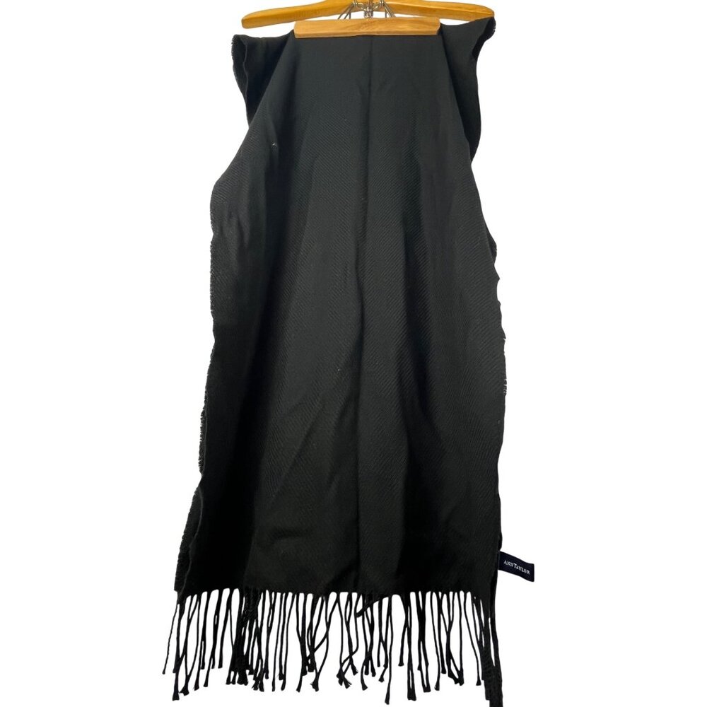 Oversized 85” Made in Italy Cashmere Wool Silk Scarf Black Fringe Wrap Ann taylo - Picture 6 of 11